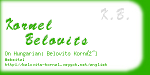 kornel belovits business card